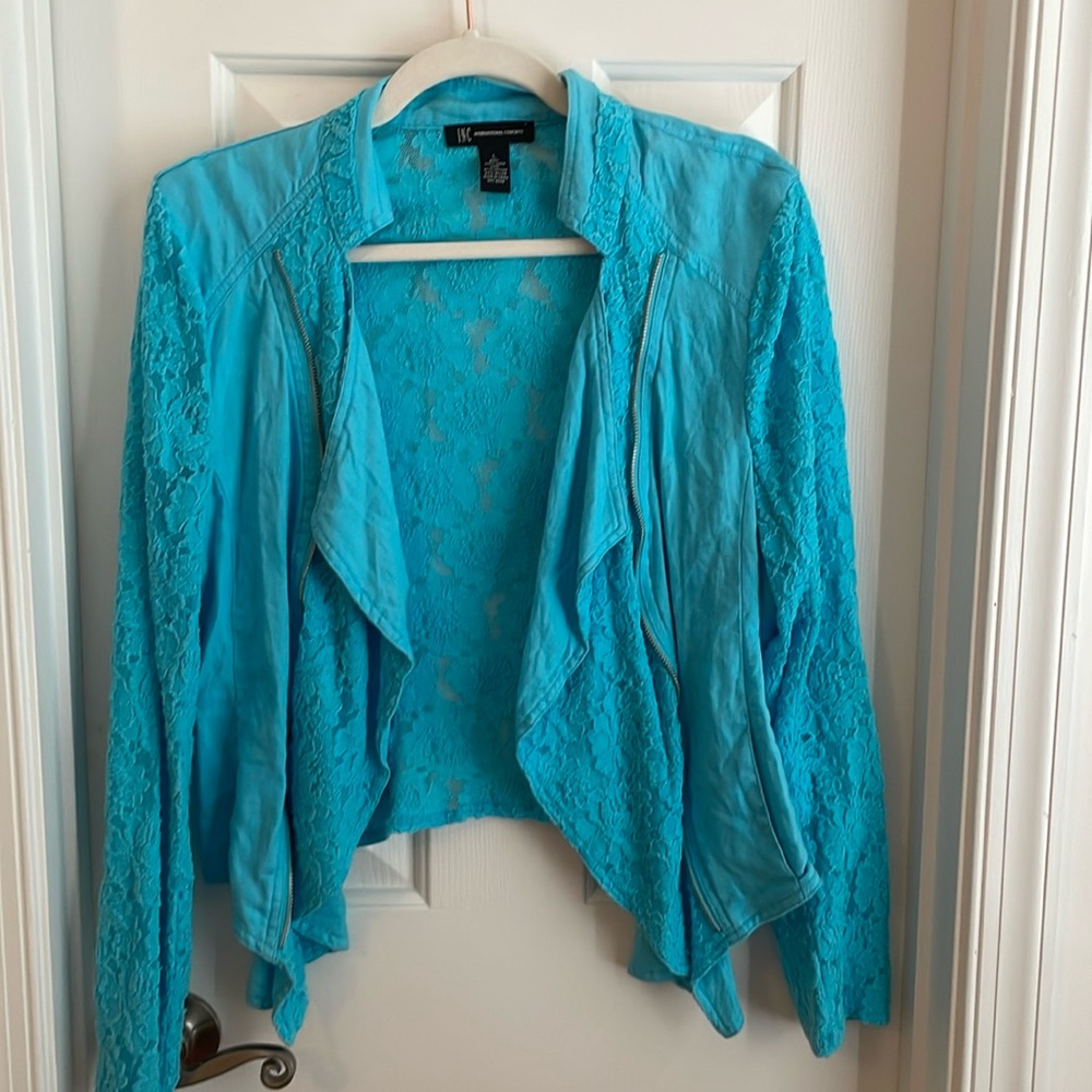 Inc linen and lace drape blazer size L